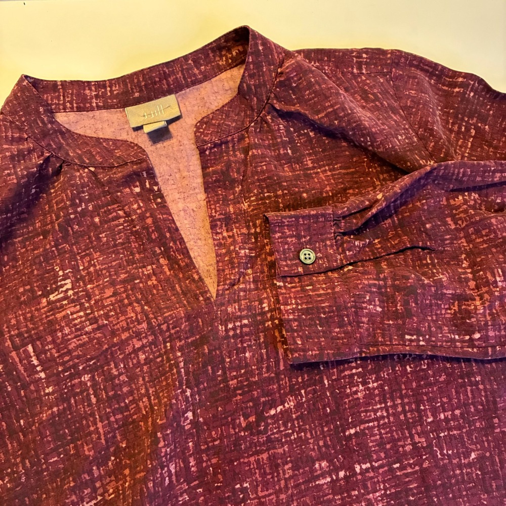 J.Jill Women's M Red Purple 100% Silk Tunic Shift Dress Party Wedding Luxe